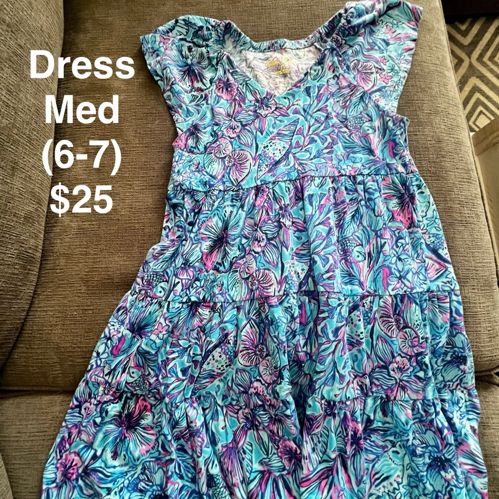 Lilly Pulitzer Blue and Pink Floral Kids Dress